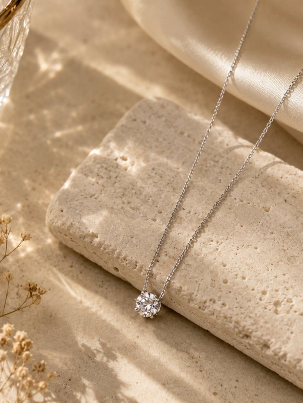 Bliss – Silver Crystal Pendant Necklace Tarnish Resistant, Stainless Steel - Picture 2 of 5